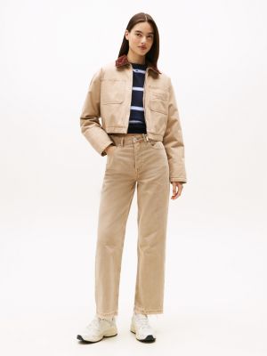 Tommy Jeans High-Rise Slim-Straight Pant, Malted Milk