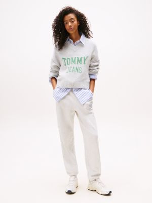 Tommy Jeans Crest Logo Relaxed Sweatpant, Light Grey Heather