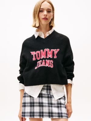 Tommy Jeans Intarsia Logo Sweater, Black