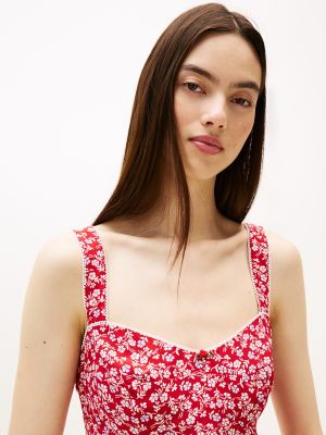 売れ筋商品|||トミーヒルフィガー カットソー トップス レディース Women's Floral-Print Sweetheart Tank Top RED / SMALL FLOWERS Tommy Jeans Sleeveless Floral Print Top | Tommy Hilfiger