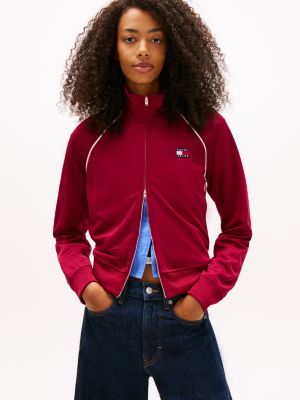 Tommy Jeans Interlock Knit Track Jacket, Lavish Cerise