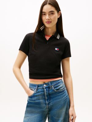 Tommy Jeans Tipped Stretch Pique Polo, Black