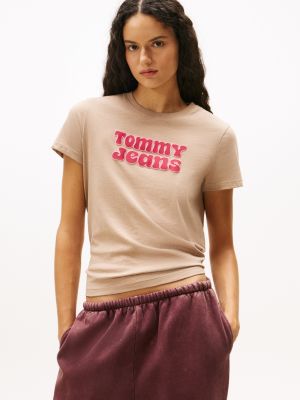 Tommy Jeans Bubble Letter Logo T-Shirt, Malted Milk