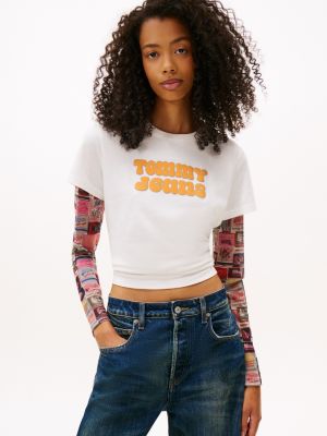 Tommy Jeans Bubble Letter Logo T-Shirt, Ecru