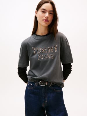 Tommy Jeans Varsity Garment-Dyed T-Shirt, Black
