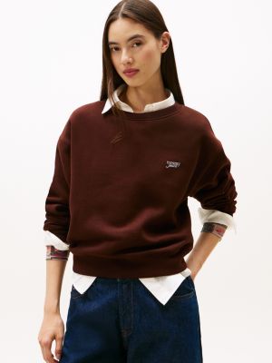 Tommy Jeans Metallic Logo Sweatshirt, Rich Brown
