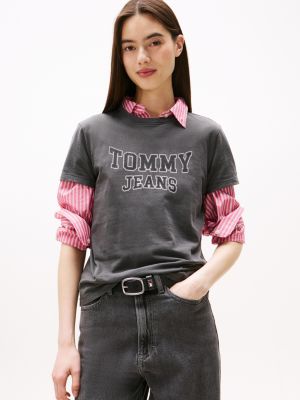 Tommy Jeans Varsity Garment-Dyed T-Shirt, Black