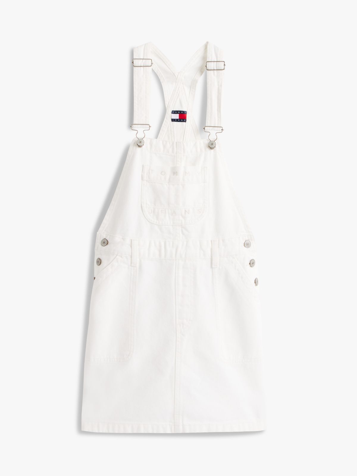 Tommy Jeans Denim Overall Mini Dress — Denim White