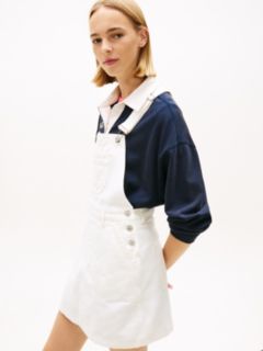 Tommy Jeans Denim Overall Mini Dress — Denim White 2