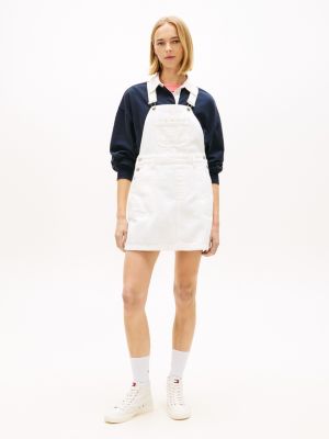 Tommy Jeans Denim Overall Mini Dress, Denim White