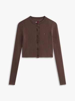 【HEUTE】Double Rib Cropped Knit Cardigan Tommy Jeans Cropped Rib Knit Cardigan | Tommy Hilfiger USA