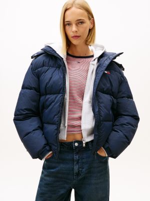 Tommy Jeans Flag Hooded Puffer Jacket, Dark Night Navy