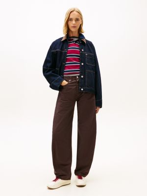 Tommy Jeans Mid-Rise Barrel Leg Pant, Black Walnut