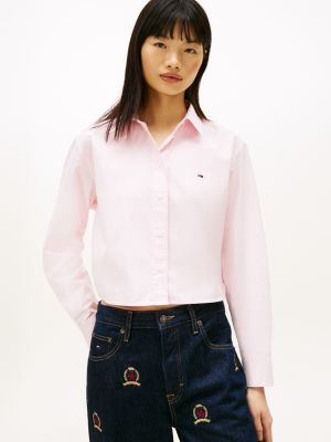 Tommy Jeans Relaxed Cropped Shirt, Light Pink