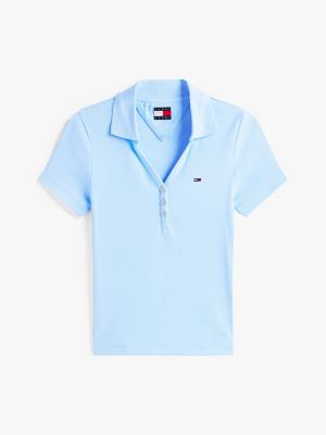売れ筋商品|||トミーヒルフィガー カットソー トップス レディース Women's Slim-Fit Ribbed Polo Shirt LIGHT POWDERY BLUE Tommy Jeans Slim Fit Ribbed Polo | Tommy Hilfiger
