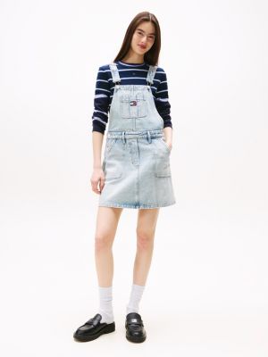Tommy Jeans Faded Denim Overall Dress, Denim Light