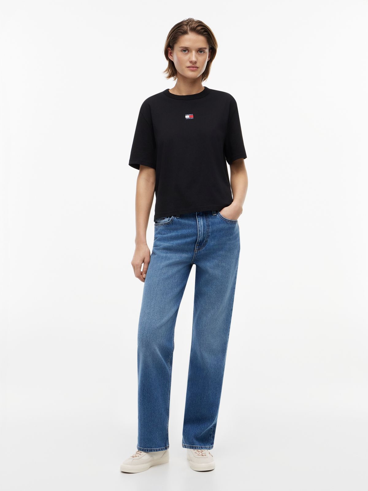 Tommy Jeans Badge Boxy T-Shirt — Black