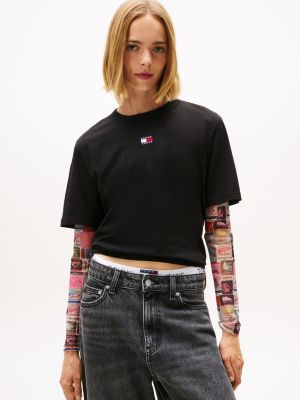 Tommy Jeans Badge Boxy-Fit T-Shirt, Black