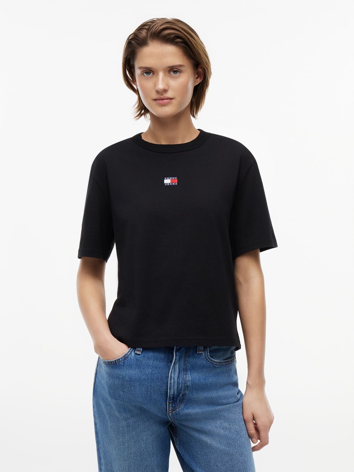 Tommy Jeans Badge Boxy T-Shirt — Black
