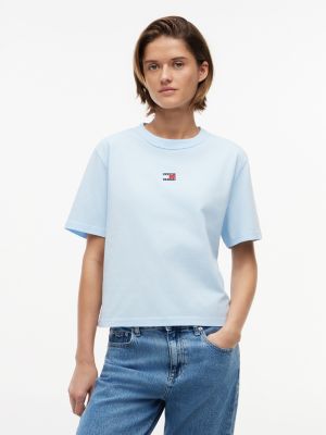 Tommy Jeans Badge Boxy T-Shirt, Light Blue