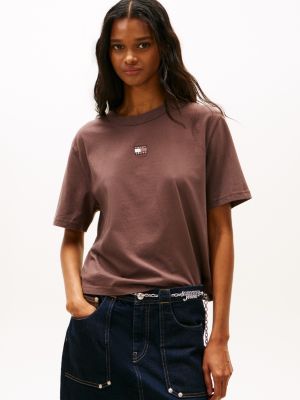Tommy Jeans Badge Boxy T-Shirt, Walnut