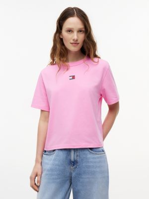 Tommy Jeans Badge Boxy T-Shirt, Pink Daisy