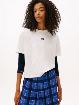 Tommy Jeans Badge Boxy-Fit T-Shirt, Off White