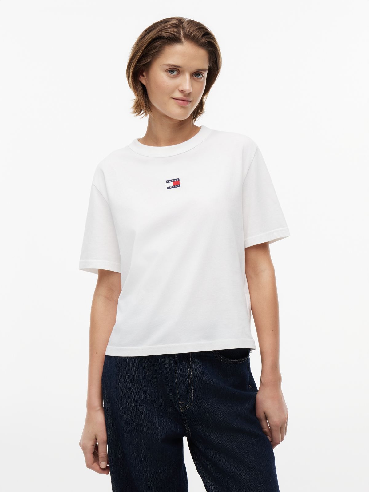Tommy Jeans Badge Boxy T-Shirt — Ecru