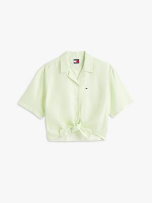 Женские рубашки Tommy Hilfiger Tommy Jeans Tie-Front Linen-Blend Shirt — фото 6