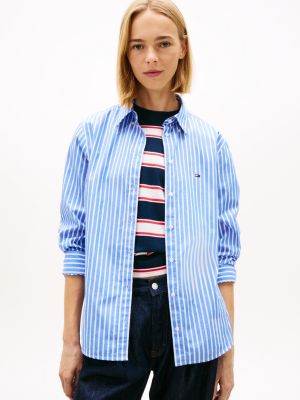 Tommy Jeans Striped Poplin Shirt, Empire Blue / Stripe