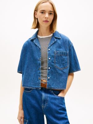 Tommy Jeans Cropped Chambray Camp Shirt from Tommy Hilfiger - $47.70