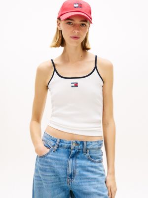 Tommy Jeans Slim Rib-Knit Tank Top, Ecru