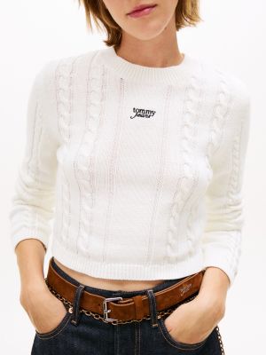 Женские джинсы Tommy Hilfiger Tommy Jeans Script Cable Knit Sweater — фото 2
