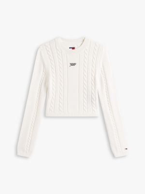 Женские джинсы Tommy Hilfiger Tommy Jeans Script Cable Knit Sweater — фото 5