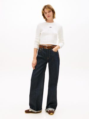 Женские джинсы Tommy Hilfiger Tommy Jeans Script Cable Knit Sweater — фото 3