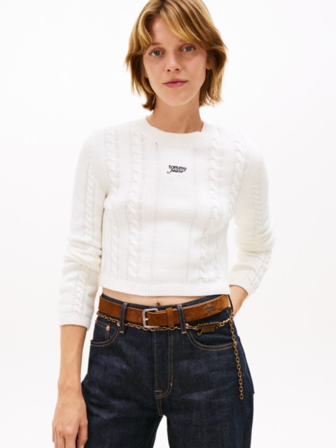 Женские джинсы Tommy Hilfiger Tommy Jeans Script Cable Knit Sweater
