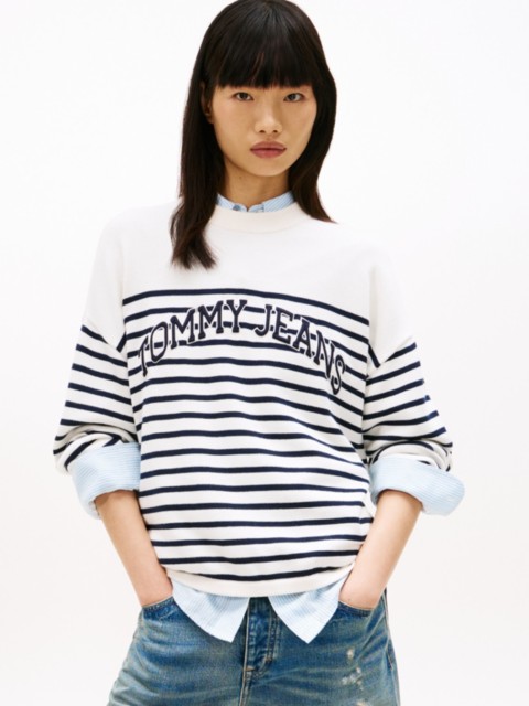 Женские джинсы Tommy Hilfiger Tommy Jeans Varsity Logo Stripe Sweater