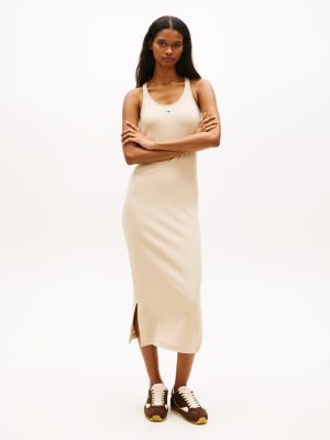 Tommy Jeans Racerback Midi Tank Dress, White Clay