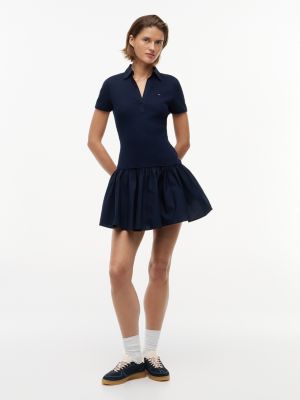 Tommy Jeans Mixed-Media Polo Mini Dress, Dark Night Navy
