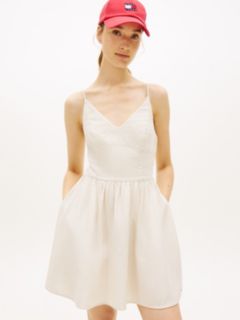 Tommy Jeans Linen-Blend Skater Dress — White Clay / Stripe 3