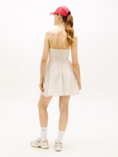 Tommy Jeans Linen-Blend Skater Dress — White Clay / Stripe 4
