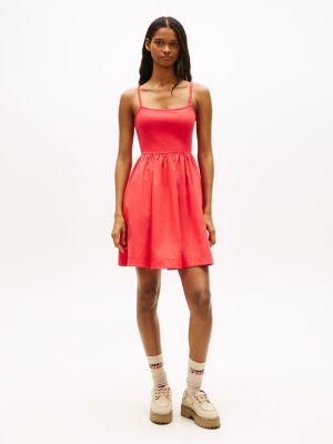 Tommy Jeans Mixed-Media Mini Dress, Red Alert