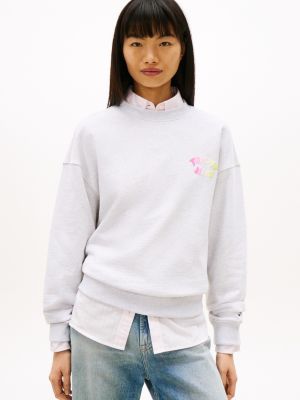 Tommy Jeans Puff Print Boxy Sweatshirt, Ice Grey Heather