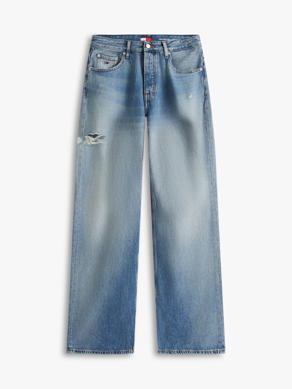 Tommy Jeans Distressed Straight Jean — Denim Medium