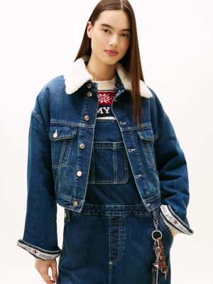 Tommy Girl Teddy Collar Denim Jacket, Tinted Denim