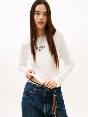 Tommy Girl Lettuce-Trim T-Shirt, Ecru