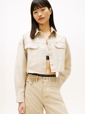 Tommy Jeans Cropped Utility Shirt, Gulf Sand