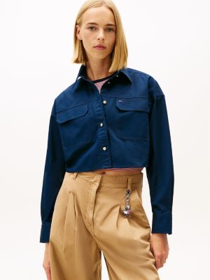 Tommy Jeans Cropped Utility Shirt, Dark Night Navy