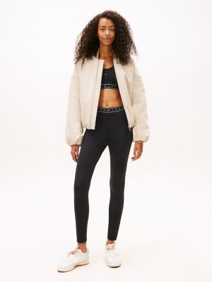 Tommy Jeans Logo Tape Rib-Knit Legging, Black