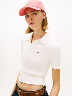 Женские джинсы Tommy Hilfiger Tommy Jeans Lettuce-Trim Sweater Polo — фото 2